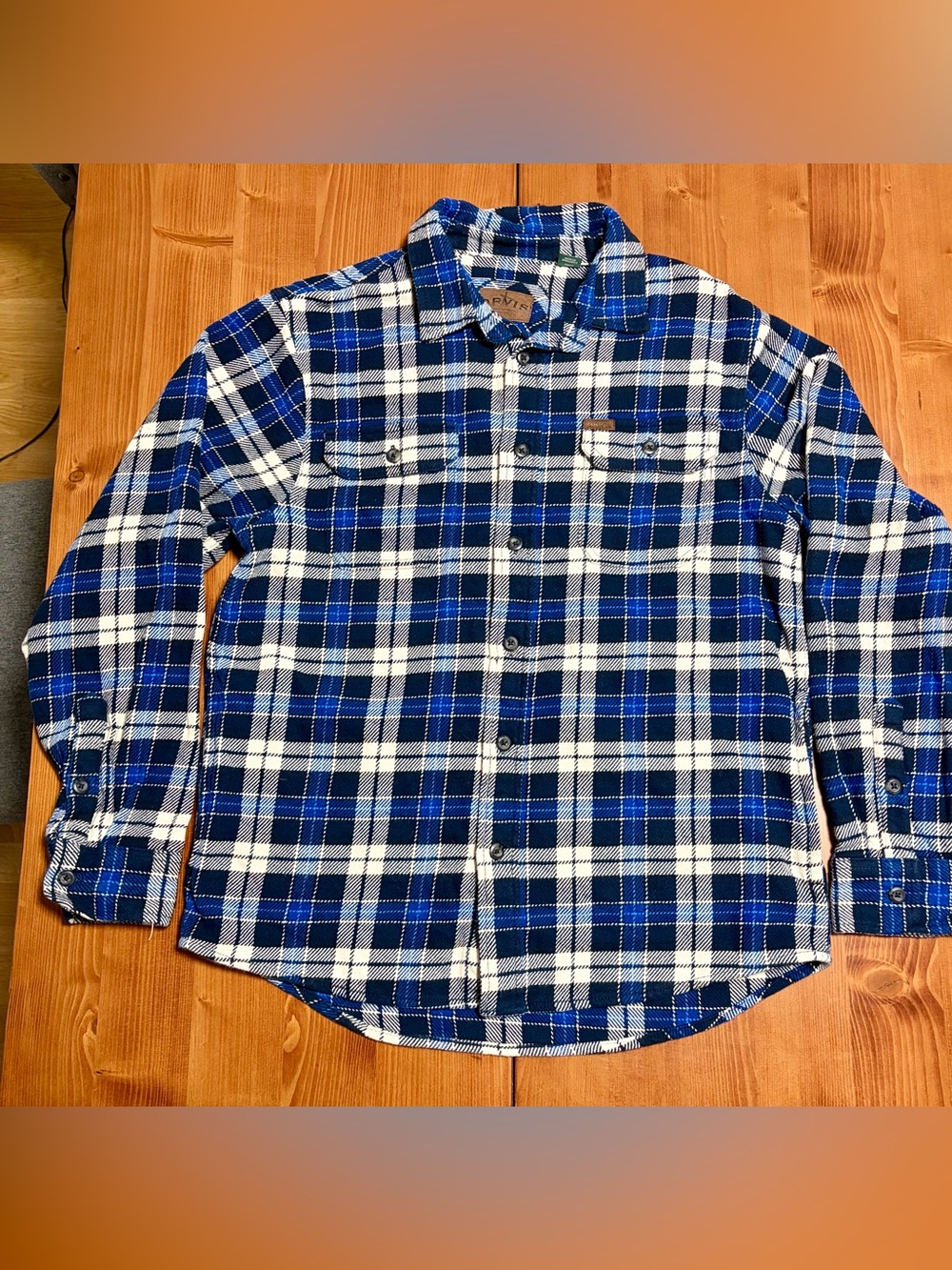 Orvis Flannel Shirt Blue Plaid Long Sleeve Button Up Men’s M Warm